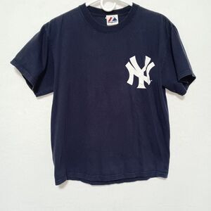 Majestic MLB New York Yankees Derek Jeter #2 T Shirt Sz M Navy Logo
